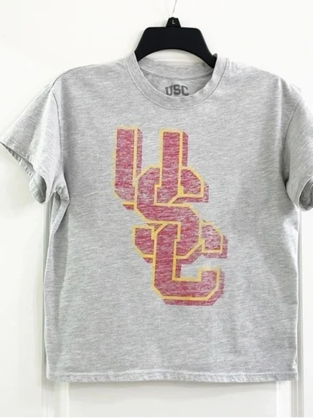 Gray Short Sleeve Tee with Cardinal & Gold Logo